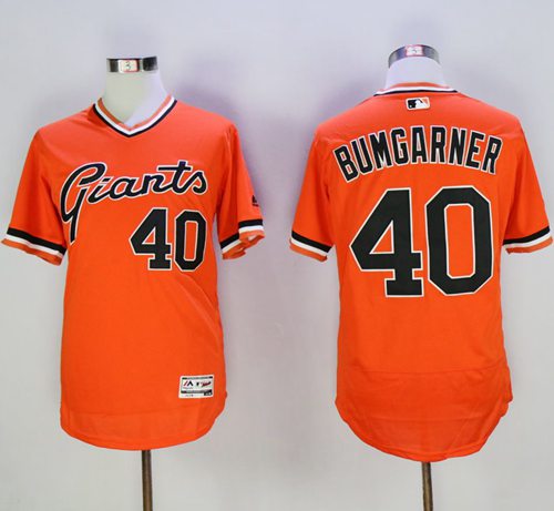 Giants #40 Madison Bumgarner Orange Flexbase Authentic Collection Cooperstown Stitched MLB jerseys - Click Image to Close
